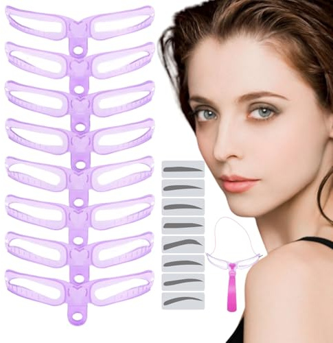 Eye Brow Shaper Kit Eyebrow Stencil Eyebrow Shaping Kit: 8 Reusable Stencil Styles with Handle & Strap, Beginner Templates