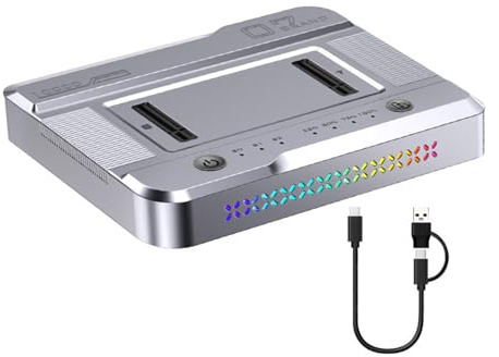 Two Bay NVMe Solid Disk Dock USB3.2 20Gbps Color Lighting Fast Speed 2000MB/S Data Transfer Aluminum Alloy Portable Design Two Bay Solid Disk Dock For PC