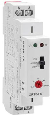 Programmateur Electrique d'Escalier 16A GRT8-LS AC 230V pour minuterie modulaire pour Rail DIN TH-35mm Minuterie pour Eclairage dans avec 0,5 à 20 min Réglable pour Escalier couloir, Rail DIN