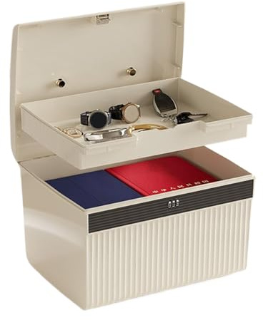 Niesel Boîte de rangement verrouillable - Grande boîte de rangement avec cadenas à combinaison - Organisateur de bijoux double couche pour documents et objets personnels à la maison ou au bureau