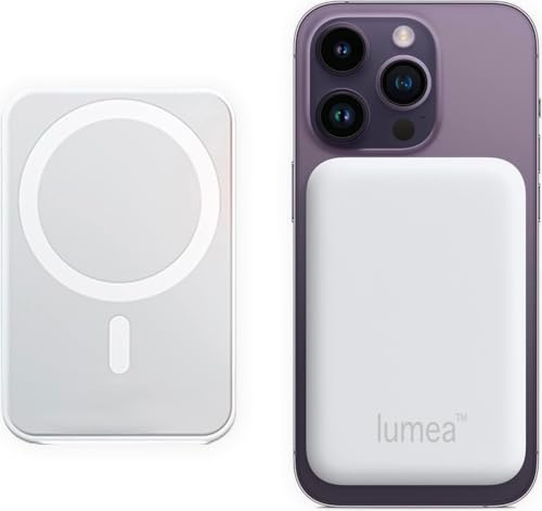lumea PowerBank per Magsafe - 5000 mAh Bianco o Nero Power Bank Magnetico Caricatore Wireless Portatile Ricarica Rapida - Batteria Esterna per iPhone 17 16 15 14 13 12 Mini Pro Max (Bianco)