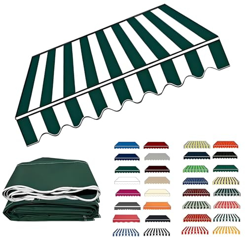 Tessuto di Ricambio per Telo di Ricambio Tenda da Sole per Tenda Parasole Retrattile per Balcone, Patio, Terrazzo, Esterno, Giardino- resistente ai raggi UV(Green White,500x300cm)