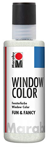 Marabu 04060004582 – Window Color fun & Fancy – Peinture à paillettes argentées 80 ml – Peinture de fenêtre à base d'eau – Amovible sur des surfaces lisses comme le verre, les miroirs, les carreaux et