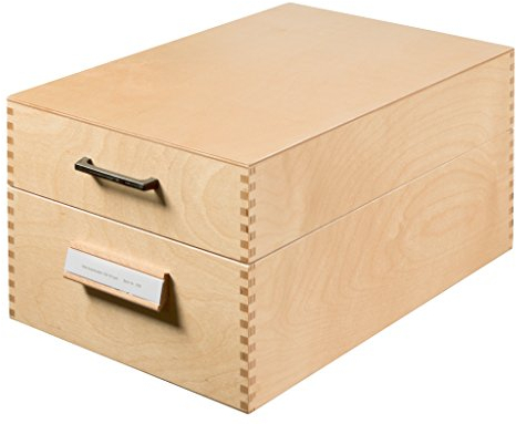 HAN Holz-Karteikasten für 1500 DIN A5 quer Karteikarten inkl. 1 Metallblattstütze, mit Beschriftungsfeld und Metallboden, FSC zertifiziertes Holz, hochwertige premium Qualität, 1005, Naturholz