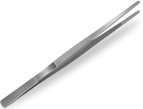 Wendepinzette Grill-Bratpinzette 25 cm aus rostfreiem Edelstahl | Grillzange Kochpinzette zum Wenden, Anrichten, Servieren oder Dekorieren von Gerichten
