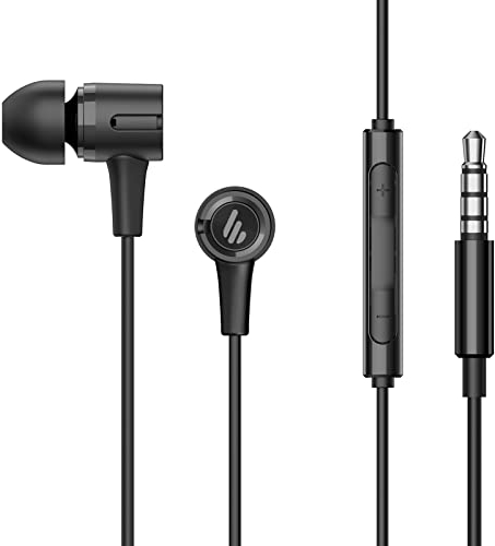 Edifier Cuffie intrauricolari P205 con microfono e controllo in linea, auricolari stereo cablati da 3,5 mm Earpods – Nero