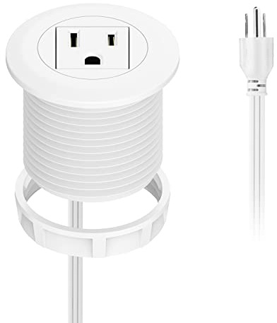 Mini Desktop Power Hub Grommet, Desk Outlet Charge Stantion Build-in 1 US Standard Outlet with 6.56 FT Extension Power Cord,Recessed Power Strip Socket for Table Cabinet Sofa Nightstands