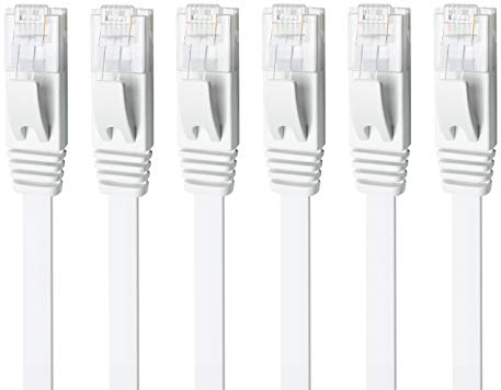 Yauhody Network Cable 1m 6-Pack, TIA/EIA 568-C.2 Certified CAT6 Ethernet Cable,Shielded Pure Copper Snagless RJ45 Patch Cable for Modem, Router, Computer(1m 6-Pack White)