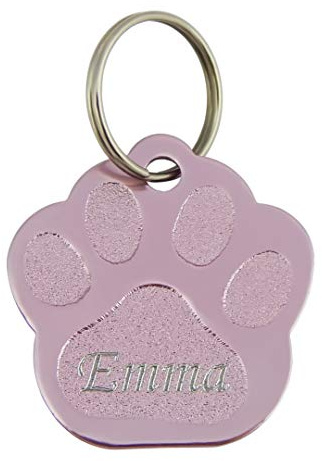 Hanessa Personalisierte Hundemarke mit Gravur unterschiedliche Farben Pfote Zinklegierung 27x28 mm | Halsband Anhänger Hund Gravur | Namensschild Hundehalsband personalisiert