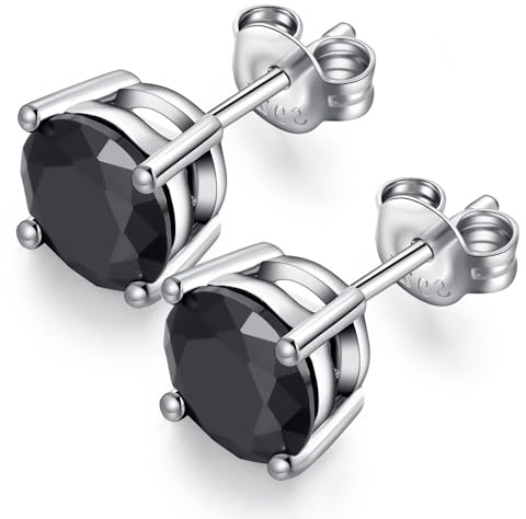 JiaYang CZ diamantörhängen 925 sterling silver CZ örhängen allergivänliga runda/fyrkantiga örhängen för kvinnor/män, 6mm, Kubisk zirkonia