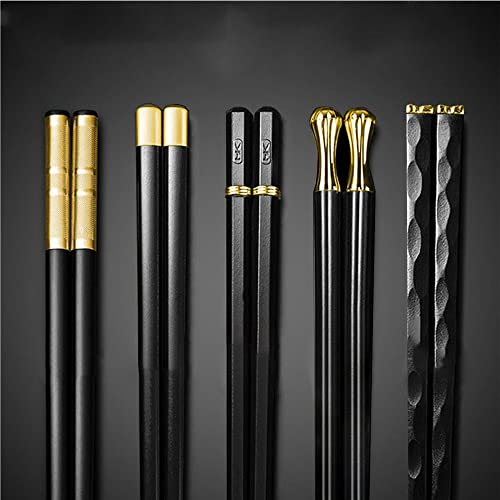 MZSX Essstäbchen, Professionelles EssstäBchen Schwarz Chopsticks Wiederverwendbare, High-End-Design Stäbchen aus , Leicht rutschfest Essbesteck, Japanische China