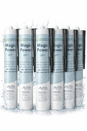 Magic Power Kraftkleber für Teichfolie – professioneller Unterwasserkleber und wasserfester Kleber zur Teichfolien-Reparatur – 6× 290 ml Kartuschen
