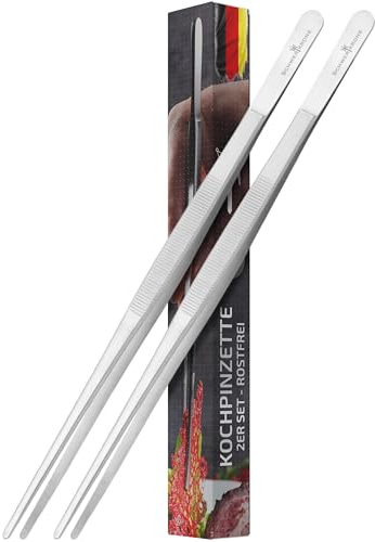 SCHWERTKRONE® Kochpinzette 2er Set [EDELSTAHL ROSTFREI] - Hochwertige Küchenpinzette - Pinzette Küche Edelstahl - Qualitative Grillpinzette - Koch Pinzette - Grifffeste Grillzangen Ähnliche Pinzette
