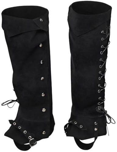 Costume Boot Covers Pirate Boot Covers Viking Medieval Guard Armor Faux Leather Steampunk Renaissance Costume Tops Leg Cuff for Halloween Costumes Black