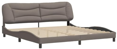 vidaXL Sängram utan madrass Hvar taupe 200x200 cm tyg, dubbelsäng, sängram med huvudgavel