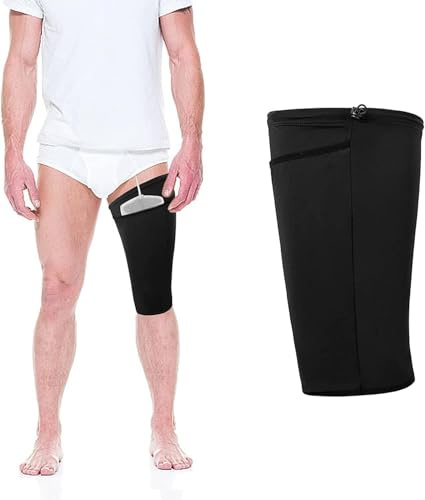 Katheter-Beinbeutelhalter, Katheter-Ärmel, Urin-Beinbeutel, Harninkontinenz Katheter Zubehör Verstellbar mit Praktischer Tasche,Katheter Zubehör (Schwarz, M)