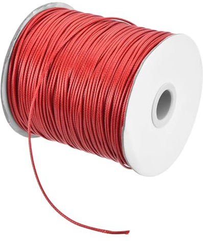 QUARKZMAN Cordoncino Cerato 1,5mm Cordoncino in Poliestere Cerato 175 Iarde Filo Cerato per Realizzazione Braccialetti Collane Perline Gioielli Creazioni Fai Da Te (Rosso)