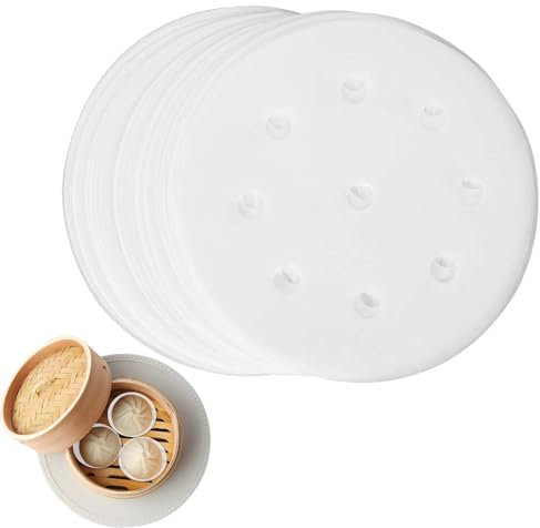 300 Pcs Bamboo Steamer Liner, Non-Stick Steam Paper, 4 Small Steam for Cook Paper with Holes, Steamer Paper for Steamed Buns Dumplings
