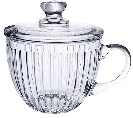 Hoement Tazza Portatile Per La Colazione in Vetro Trasparente Da Grande Capacità Con Coperchio, Ciotola Multiuso Per Latte, Dessert e Porridge, Per Uso Domestico e Buffet