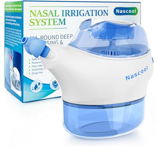 Nascool Nasal Irrigation System with 50 Salt Packets, Sinus Rinse Machine for Nasal Symptoms