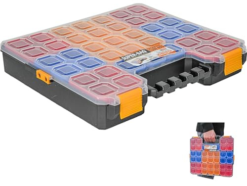 Sortimentskasten 414x328x62 mm Kleinteile Organizer CUBE-400 | Kleinteilemagazin mit variabler Facheinteilung – Stapelbare Sortierbox durchsichtigem Deckel – Für Schrauben, Dübel, Nagel
