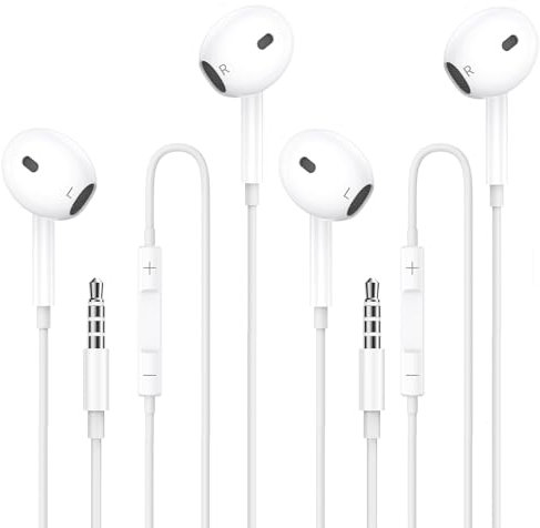 2 Pack Écouteurs Filaires, 3,5mm Jack Intra-Auriculaires Filaires ecouteur Antibruit Casque et Ecouteurs Ergonomique Stéréo avec Microphone Compatible avec MP4/3 una Variedad de Dispositivos de 3.5mm