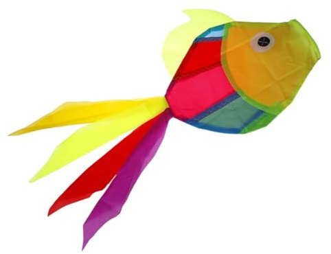 Fenteer Fisch-Windsack, Fischdrachen-Windsack-Ornament, bunt, Regenbogen-Hängedekoration für draußen, dekorativer Windsack für draußen