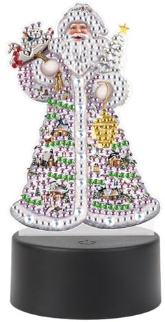 JISHSHAY Noël Diamond Painting Lampe Père Noël Diamant Painting Lampe Chevet Christmas Broderie Diamant Lumière LED Bricolage Veilleuse LED Broderie Lumière Point de Croix Night Light Puzzle Veilleuse