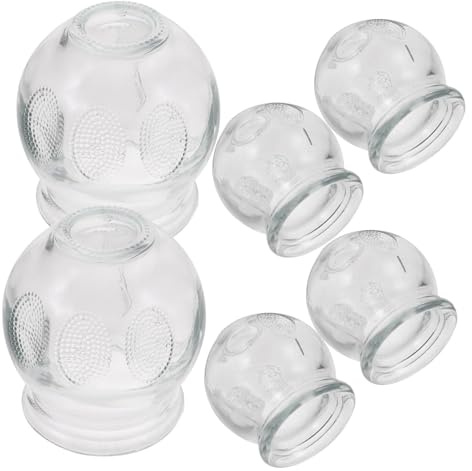 POPETPOP 6 pièces Lot de Ventouses Verre pour Thérapie par Aspiration Cupping Massage Verre Épais Kit Ventouses Chinoises pour Massage et Activation Circulatoire