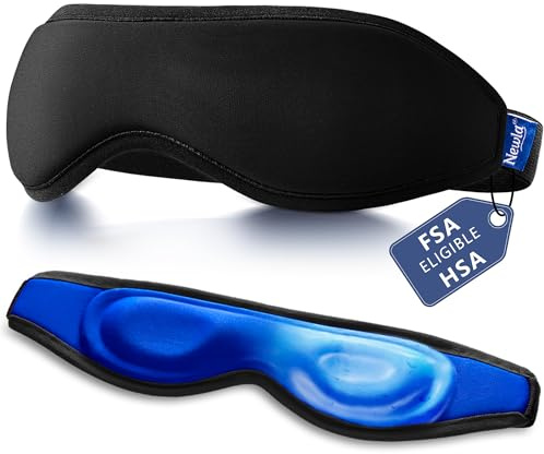 Kylande gel ögonmask, konturerad kall kompress för ögon, återanvändbar kall ögonmask för puffiga ögon, trötta ögon och ögonansträngning, flexibel solid gel, ögonvård, justerbar rem, Fsa berättigade