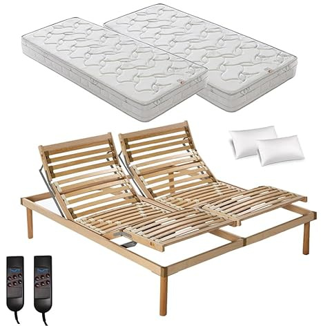 SARDAMATERASSI- Rete elettrica matrimoniale confortline con coppia materassi memory 20 cm guanciale omaggio