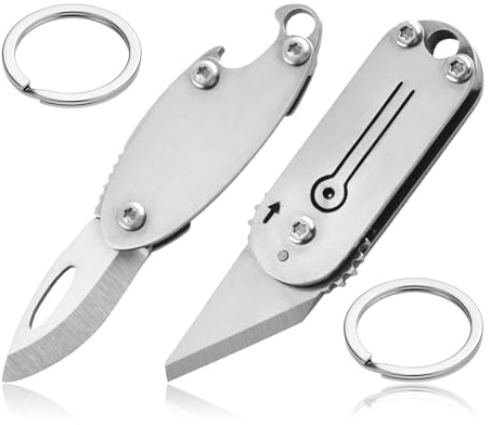 Mini Pocket Box Opener,2Pcs Small Multitool Box Cutter,Titanium Boxs Tool,Portable Keychain Utility Bottle Opener,EDC Gadgets,Little Cutting Tool for Camping,DIY,Hiking,Fishing,Gift for Women,Men