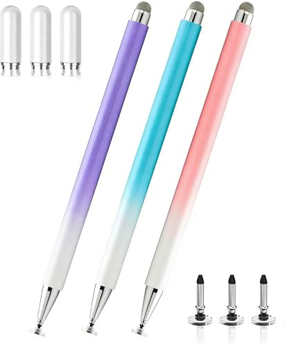 Tab A11 Stylus Pen for Samsung Galaxy Tab A11/A11+/A9+/A9/A8/A8 Plus/A7/A7 Lite, 3PCS Stylus for Android and iOS All Touch Devices for iPad Pro/iPhone/Fire HD/Surface Tables (Pink+Blue+Purple)