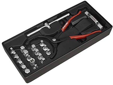Sealey TBT28 Tool Tray with Oil Filter Wrench/Pliers and Drain Plug Set (21 Pieces)