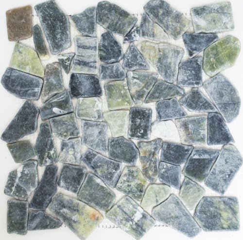 Mosaik-Netzwerk Mosaikfliese Bruch/Ciot mix grau-grün Marmor Naturstein Küche, Mosaikstein Format: 15-69x8 mm, Mattengröße: 315x315 mm, 1 Matte