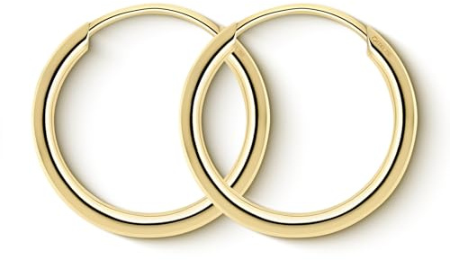 EDELIND Creolen Gold 333 585 Echtgold 15 mm - kleine Ohrringe 1.3 mm breit, auch 375 750 Gelbgold - für Damen, Kinder - mit edler Geschenkbox
