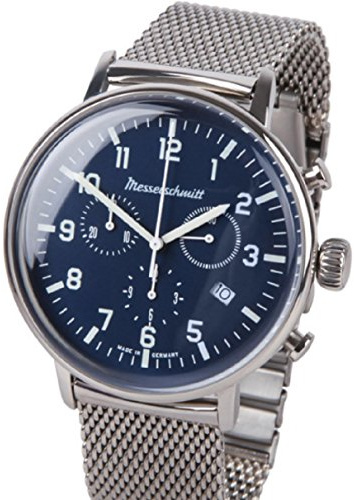 Messerschmitt Herren Fliegeruhr ME 4H168 Herrenuhr Uhr blau Milaniaseband