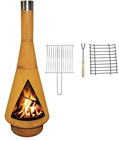 Ben&Camilla Gartenkamin BBQ Grill Denver in Edelrost Optik Cortenstahl 125 x Ø 44 cm | extra robust & rostfrei | Feuerschale Feuerkorb Terrassenofen Gartenofen Feuerstelle Feuersäule Feuerskulptur