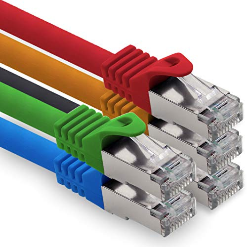 1CONN Cable de red Cat7 Cat7 10 GB/s SFTP - 5 x 0,5 m - RJ45 Ethernet LAN DSL Router Módem - 5 colores