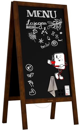 ALLboards Magnetischer Kundenstopper Wasserfest mit lackiertem Holzrahmen 100x49,5cm, Werbetafel, Gehwegaufsteller, Aufsteller, Straßenreiter, Kreide