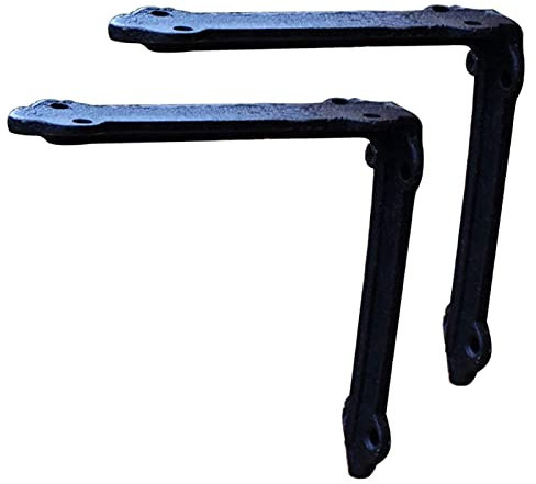 FSCLJ 2 Stück Regalträger Gusseisen L-förmige Regalhalterungen Vintage Dreieckig Regalstütze, Wandmontierte Unterstützung Schwimmende Regalwinkel