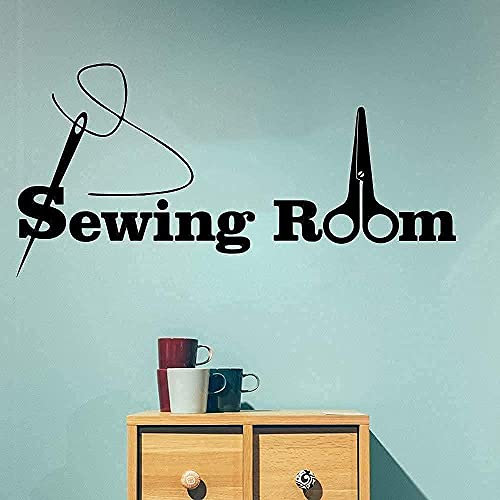 Adesivi Murali Decorazioni Per La Casa Carta Da Parati Arte Per Cucire Stanza Per Cucire Logo Forbici 85X42 Cm