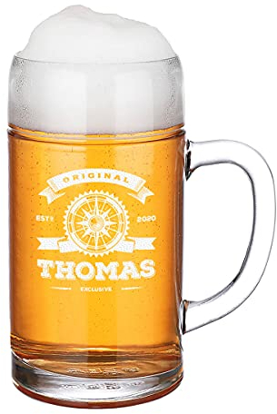 polar-effekt Boccale da birra da 1 litro, con nome a scelta, per gli appassionati della Baviera, idea regalo perfetta per bevitori di birra, uomo, papà, nonno, motivo ancora originale