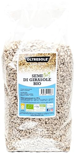 Oltresole, Semi di Girasole Decorticati Biologici 1 Kg, Semi Oleosi Bio Crudi, Sgusciati, Non Tostati e Non Salati, Ricchi di Fibre e Nutrienti, Confezione Ideale per Famiglie