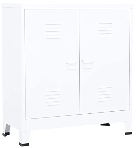 vidaXL Lagerschrank Industrial Büroschrank Beistellschrank Aktenschrank Metallschrank Stahlschrank Standschrank Schrank Weiß Stahl