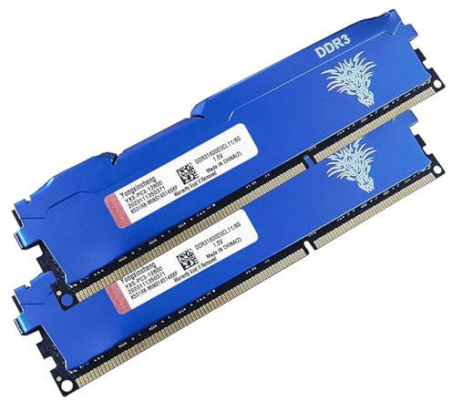 DDR3 16GB Kit (8GBx2) Desktop RAM 1600MHz PC3-12800 UDIMM Non-ECC Unbuffered 1.5V 2Rx8 Dual Rank 240 Pin CL11 PC Computer Memory Upgrade Module (Blue)