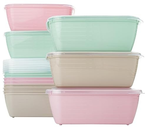 QILZO 12 Stück Lebensmittelbehälter aus Kunststoff 1,2L, BPA-frei, geeignet für Mikrowelle, Spülmaschine, Gefrierschrank, Lebensmittelbehälter mit Deckel, Wiederverwendbarer Behälter | BPA-frei, geeignet für Mikrowelle, Spülmaschine, Gefrierschrank, Behälter mit transparentem Deckel, stapelbar