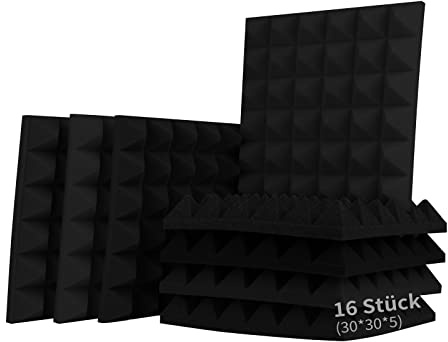 suzao 16 Pack Acoustic Foam Panel, 2'' X 12'' X 12'' High-Density Sound Proofing Panels, Enhanced Acoustics & Audio Quality, Soundproofing Foam for Recording Studios, Home Theaters, Bedrooms, Offices
