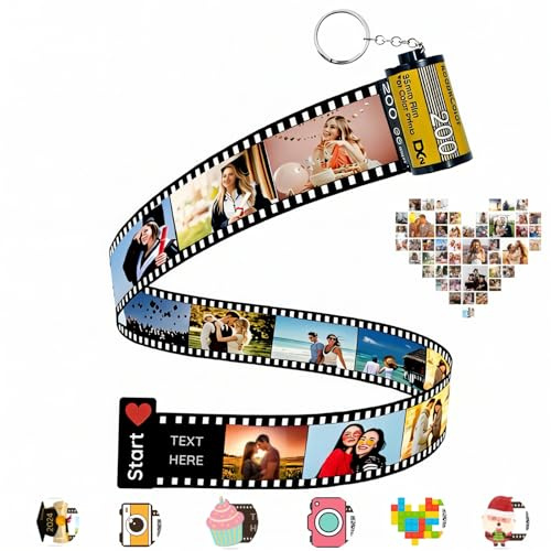 Personalisierter Fotofilm-Schlüsselanhänger, Benutzerdefiniertes Spotify Foto, Filmrolle schlüsselanhänger, Foto-Rollen-Schlüsselbund, Personalisiertes Geschenk für Dame Mutter Mann Familie, 10 Fotos