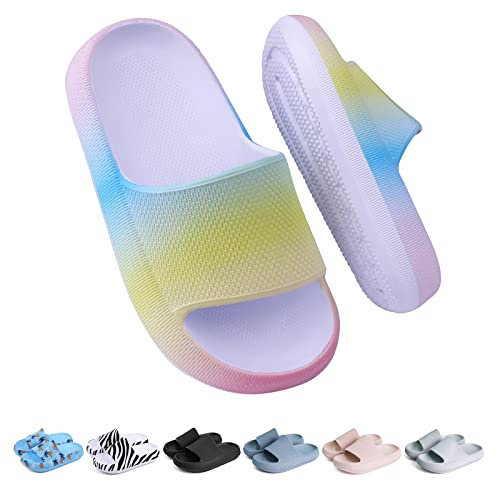 Buwege Claquette Enfant Chausson Antidérapant Piscine Fille Garçon Pantoufle Plage Bain Doux Plat Maison Sandales Arc-en-ciel 33 EU